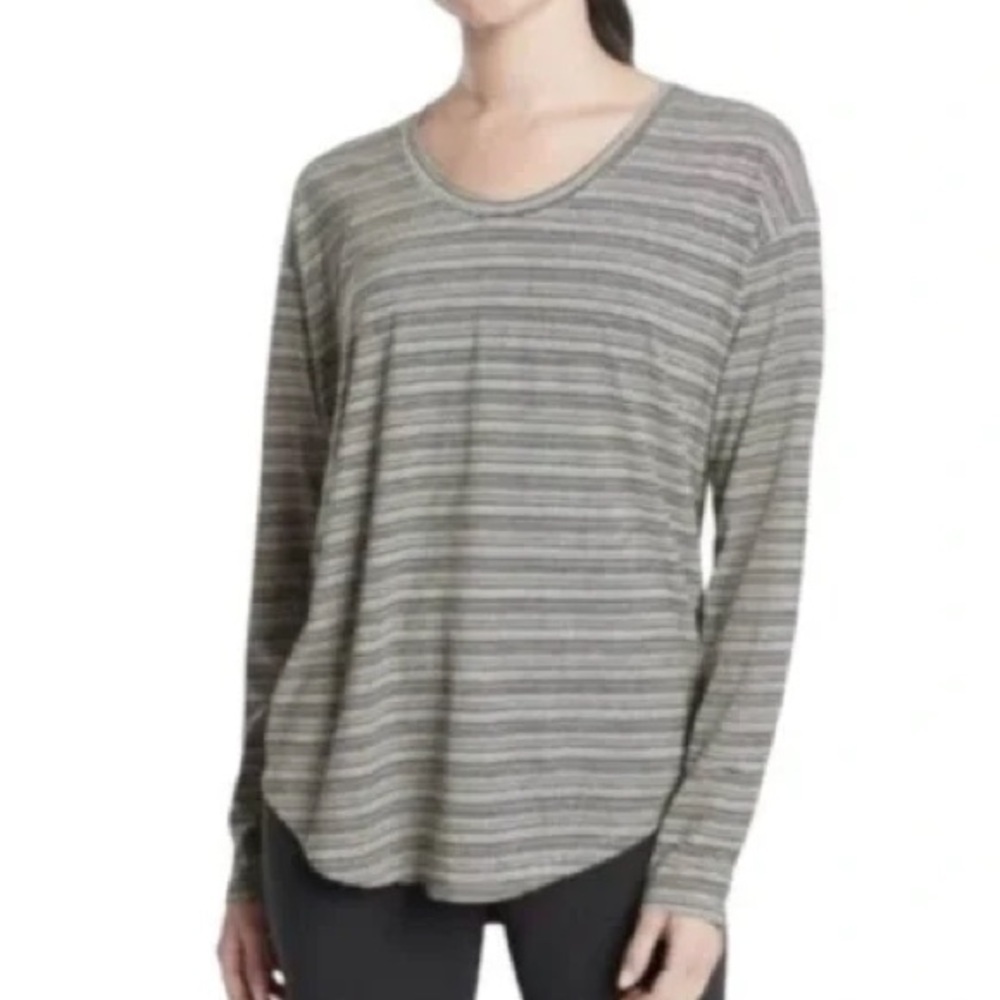 Athleta Wmn S Modal Blend Relaxed Fit Long Sleeve Cloudlight Stratus Striped Top